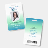 Nurse Practitioner NP Blauw Groene Naam en Foto-ID Badge (Voor- en achterkant)
