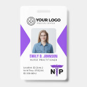 Nurse Practitioner NP Logo Foto & Barcode Badge (Voorzijde)
