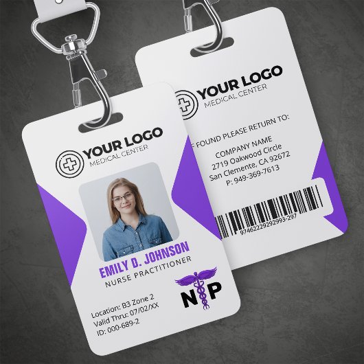 Nurse Practitioner NP Logo Foto & Barcode Badge