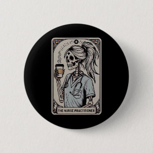 Nurse Practitioner Tarot Kaart Skeleton Halloween Ronde Button 5,7 Cm