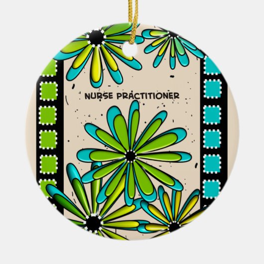 Nurse Practitioner Whimsical Flowers II Keramisch Ornament (Voorkant)
