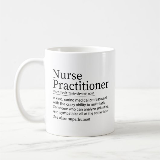 Nurse praktijkdefinitie, zurenwaardering koffiemok (Links)