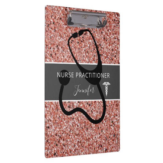Nurse praktijkgerichte Roos Gold Glitter - Aangepa Klembord (Rechts)