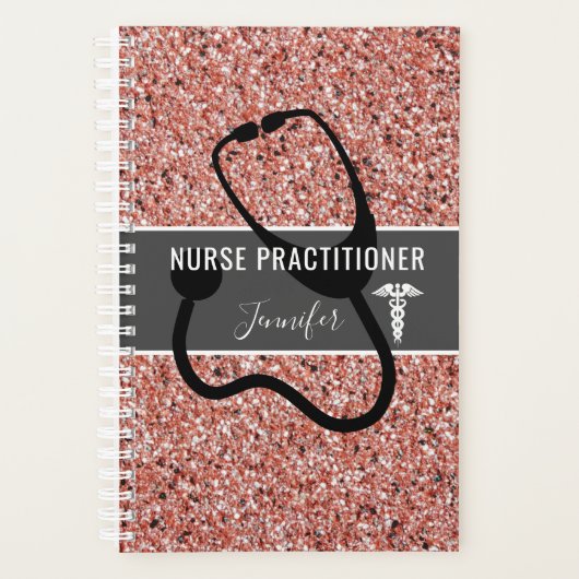 Nurse praktijkgerichte Roos Gold Glitter - Aangepa Planner (Voorkant)
