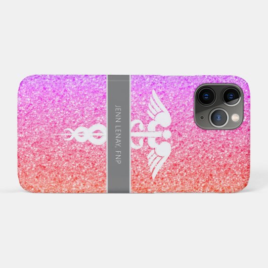 Nurse praktiserer FNP Rainbow Glitter Monogram Case-Mate iPhone Case (Achterkant (horizontaal))