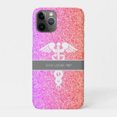 Nurse praktiserer FNP Rainbow Glitter Monogram Case-Mate iPhone Case (Achterkant)