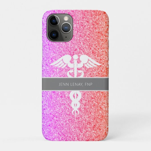 Nurse praktiserer FNP Rainbow Glitter Monogram Case-Mate iPhone Case (Achterkant)