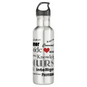 Nurse Pride-Attributen/Black Text+Red Heart Waterfles (Voorkant)