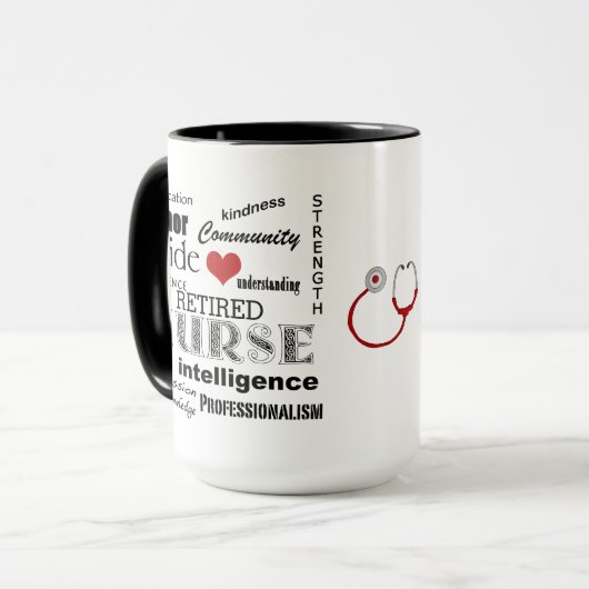 Nurse Pride-Attributen/RETIRED+Stethoscope Mok (Voorkant links)