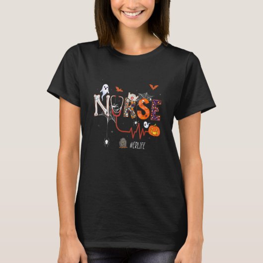 Nurse Pumpkin Halloween Emergency Room Nursing T-shirt (Voorkant)