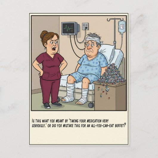 Nurse Questions Patient's Medication Use Get Well Briefkaart (Voorkant)