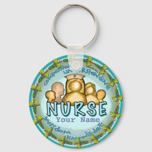 Nurse Rainbow Motto custom name keychain (Voorkant)