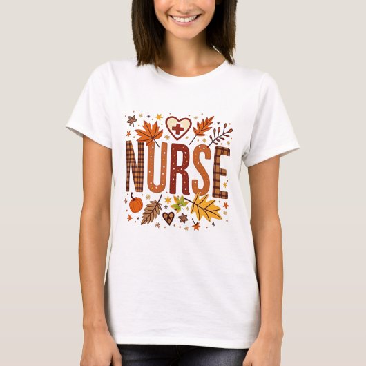 Nurse Retro Bubble Letters Groovy T-shirt (Voorkant)