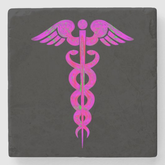 Nurse RN Black Pink Medical Caduceus Onderzetter (Voorkant)