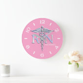 Nurse RN Caduceus Monogram wijzerplaat Stijl op ro Grote Klok (Huis)