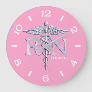 Nurse RN Caduceus Monogram wijzerplaat Stijl op ro Grote Klok