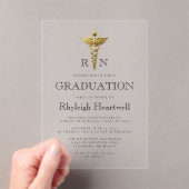 Nurse RN Gold Caduceus Afstudeerfeest Acryl Uitnodigingen (Insitu (Draagbaar))