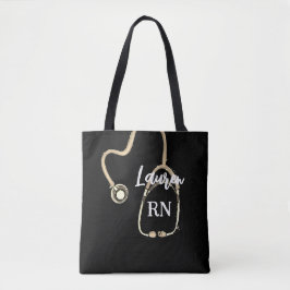Nurse RN Gold Stethoscoop minimalist Tote Bag