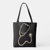 Nurse RN Gold Stethoscope Black Minimalist Tote Bag (Achterkant)