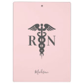Nurse RN Medical Blush Pink Caduceus Persoonlijk Klembord (Achterkant)
