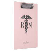 Nurse RN Medical Blush Pink Caduceus Persoonlijk Klembord (Rechts)