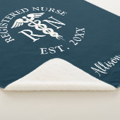 Nurse RN Medical Caduceus Blue Afstuderen Monogram Sherpa Deken (3/4)