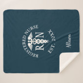 Nurse RN Medical Caduceus Blue Afstuderen Monogram Sherpa Deken (Voorkant (horizontaal))