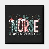 Nurse Santa's Favoriete Elf Kerst Inspirerend Magneet (Voorkant)