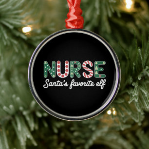 Nurse Santa's favoriete Elf Life Nurse Day-geschen Metalen Ornament