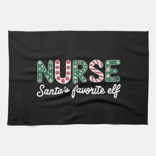 Nurse Santa's favoriete Elf Life Nurse Day-geschen Theedoek (Horizontaal)