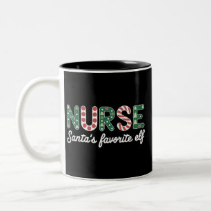 Nurse Santa's favoriete Elf Life-verpleegster-dagg Tweekleurige Koffiemok