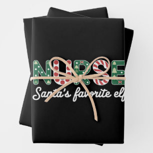 Nurse Santa's favoriete elfenleven verpleegstersda Inpakpapier Vel