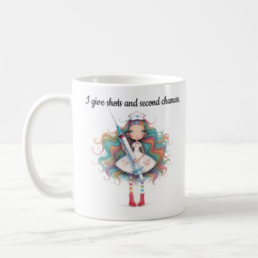 Nurse sayings- I give shots and second chances Mug Koffiemok (Links)