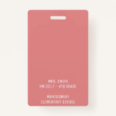 Nurse Scrubs Roze Shirt Stethoscope Hall Pass Badge (Achterkant)