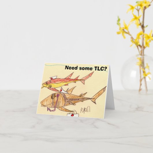 Nurse Shark Get Well Note Kaart (Gele Bloem)