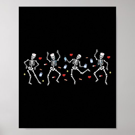 Nurse Skeleton Dancing Ortho Squad Orthopedische H Poster (Voorkant)