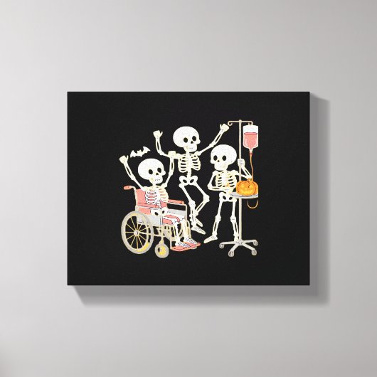 Nurse Skeleton Funny Halloween Healthcare Essentia Canvas Afdruk (Voorkant)