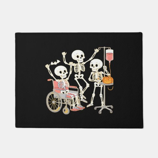 Nurse Skeleton Funny Halloween Healthcare Essentia Deurmat (Voorkant)