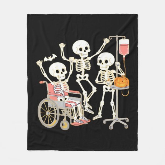Nurse Skeleton Funny Halloween Healthcare Essentia Fleece Deken (Voorkant)