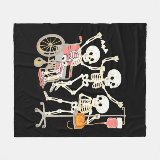 Nurse Skeleton Funny Halloween Healthcare Essentia Fleece Deken (Voorkant (Horizontaal))