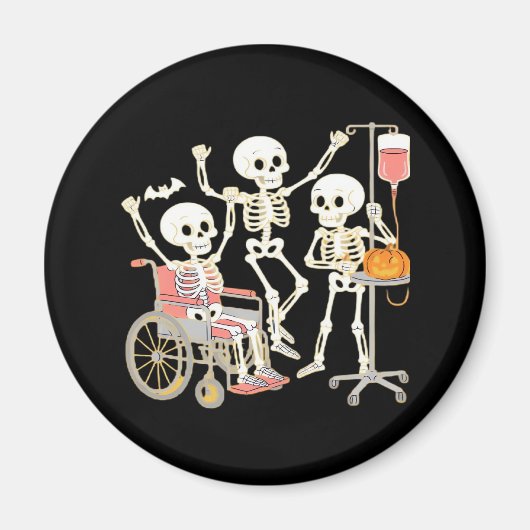Nurse Skeleton Funny Halloween Healthcare Essentia Magneet (Voorkant)