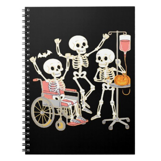 Nurse Skeleton Funny Halloween Healthcare Essentia Notitieboek (Voorkant)