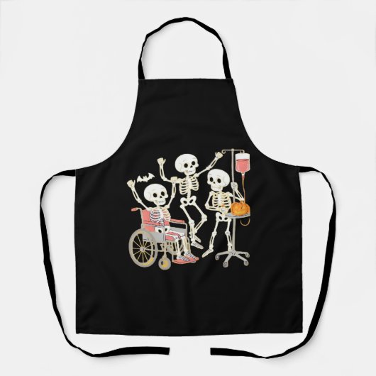 Nurse Skeleton Funny Halloween Healthcare Essentia Schort (Voorkant)