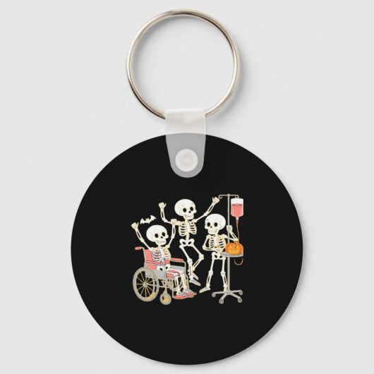Nurse Skeleton Funny Halloween Healthcare Essentia Sleutelhanger (Voorkant)