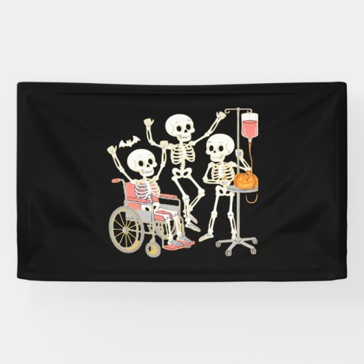 Nurse Skeleton Funny Halloween Healthcare Essentia Spandoek (Horizontaal)
