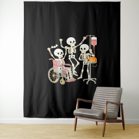 Nurse Skeleton Funny Halloween Healthcare Essentia Wandkleed (In situ)