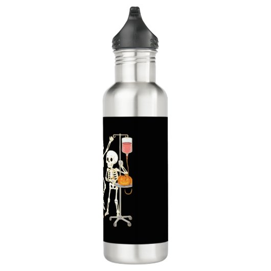 Nurse Skeleton Funny Halloween Healthcare Essentia Waterfles (Rechts)