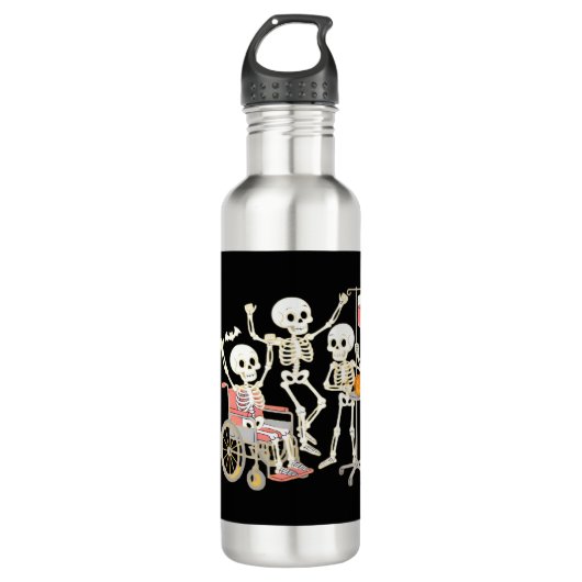 Nurse Skeleton Funny Halloween Healthcare Essentia Waterfles (Voorkant)