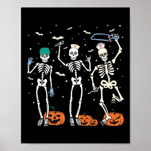 Nurse Skeleton Halloween Healthcare 1 Poster (Voorkant)