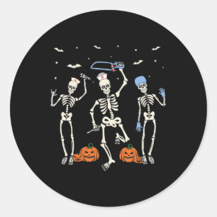 Nurse Skeleton Halloween Healthcare Ronde Sticker